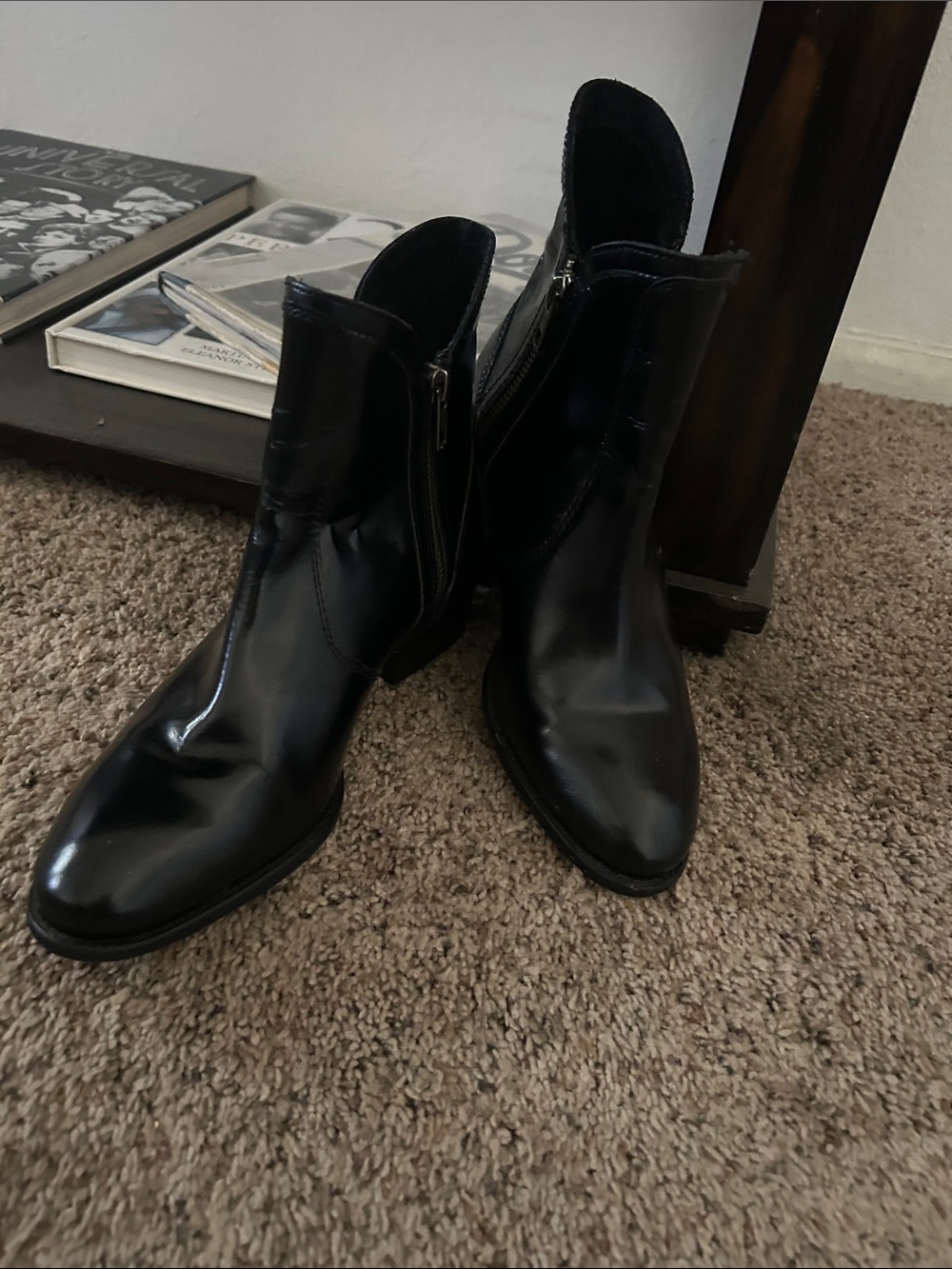 Classic Black Men's Leather Zip Ankle Boots